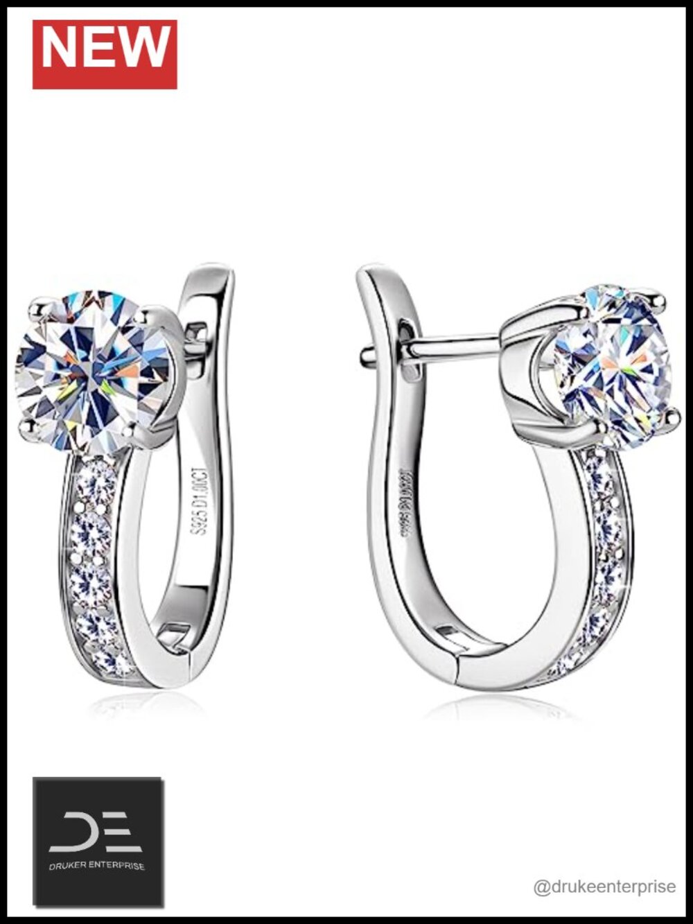 Moissanite U-Shaped Hoop Earrings
